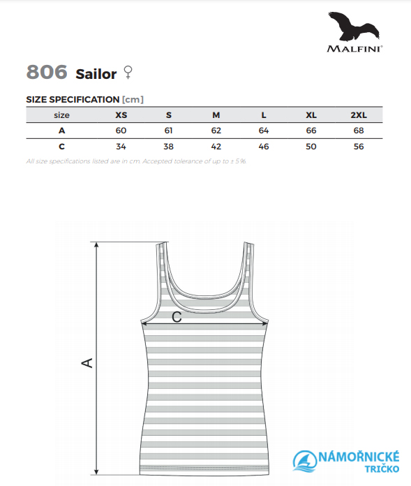 Dámské tílko - tabulka velikostí