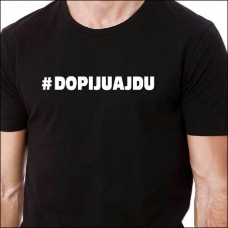 Tričko Dopiju a jdu #dopijuajdu černé bílý potisk