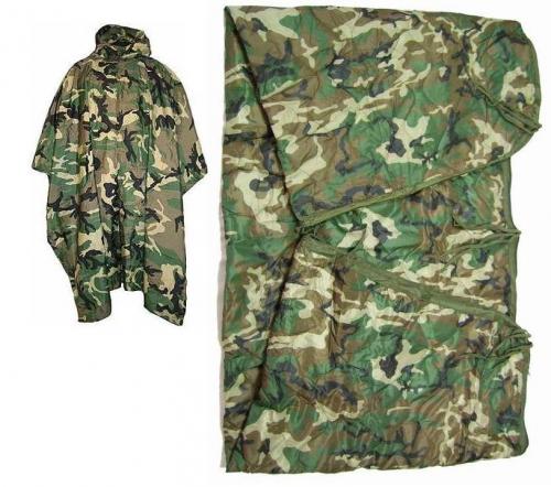 Pončo (poncho) US ripstop woodland s vložkou