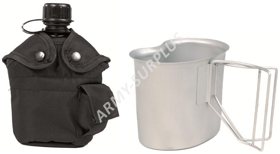 Polní láhev (čutora) US s hrnkem (pitítko) černá