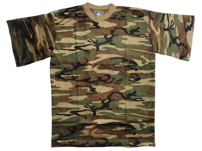Triko polyester síťované woodland