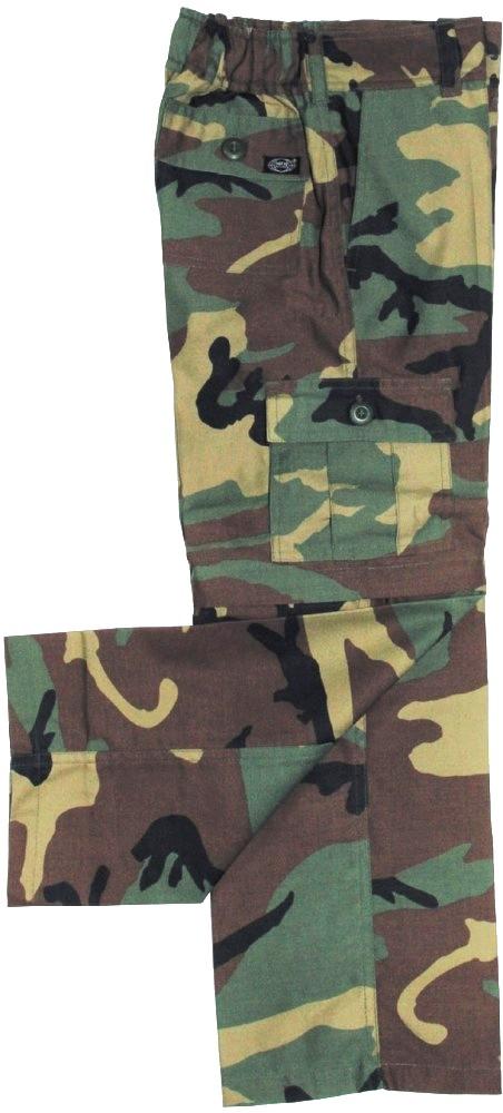 Kalhoty dětské maskovací woodland MFH 17152T