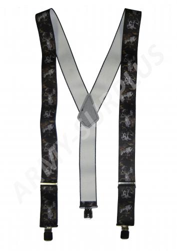 Kšandy s potiskem - myslivecké - hnědé camo (šle)