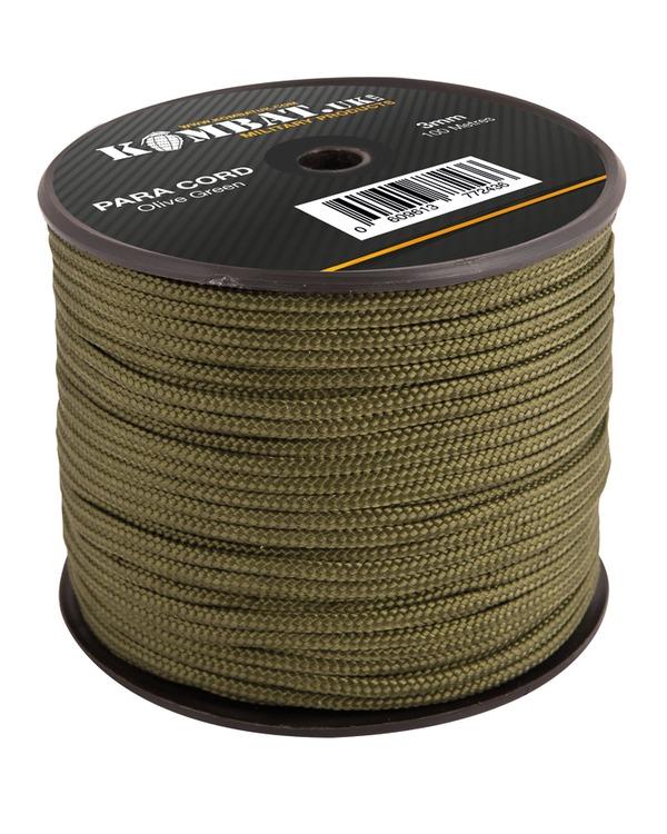 Šňůra (padáková) paracord oliv 3mm 100m Velká Británie Kombat