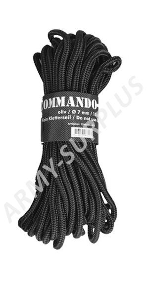 Šňůra commando 7mm černá 15m