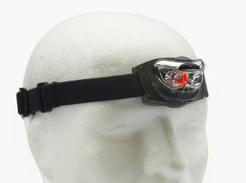 Čelová svítilna (čelovka) s červenou LED diodou
