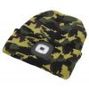 Čepice (kulich) zimní camo woodland ARMY s LED svítilnou USB nabíjení Cattara
