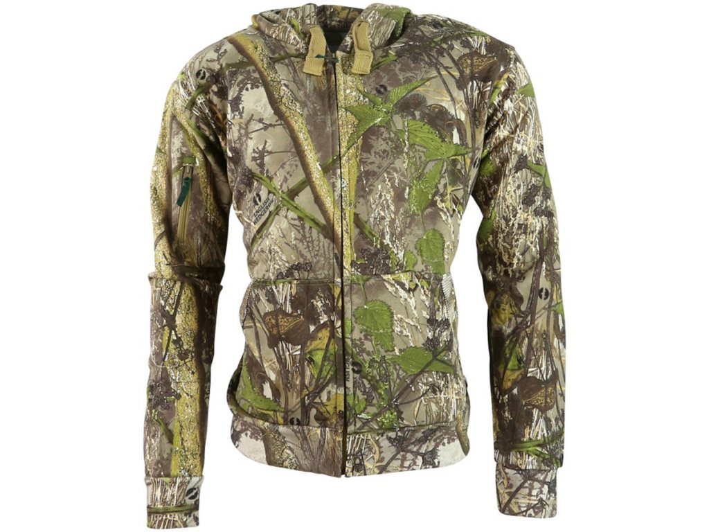 Mikina s kapucí na zip English Hedgerow® lesní maskování Kombat® Tactical