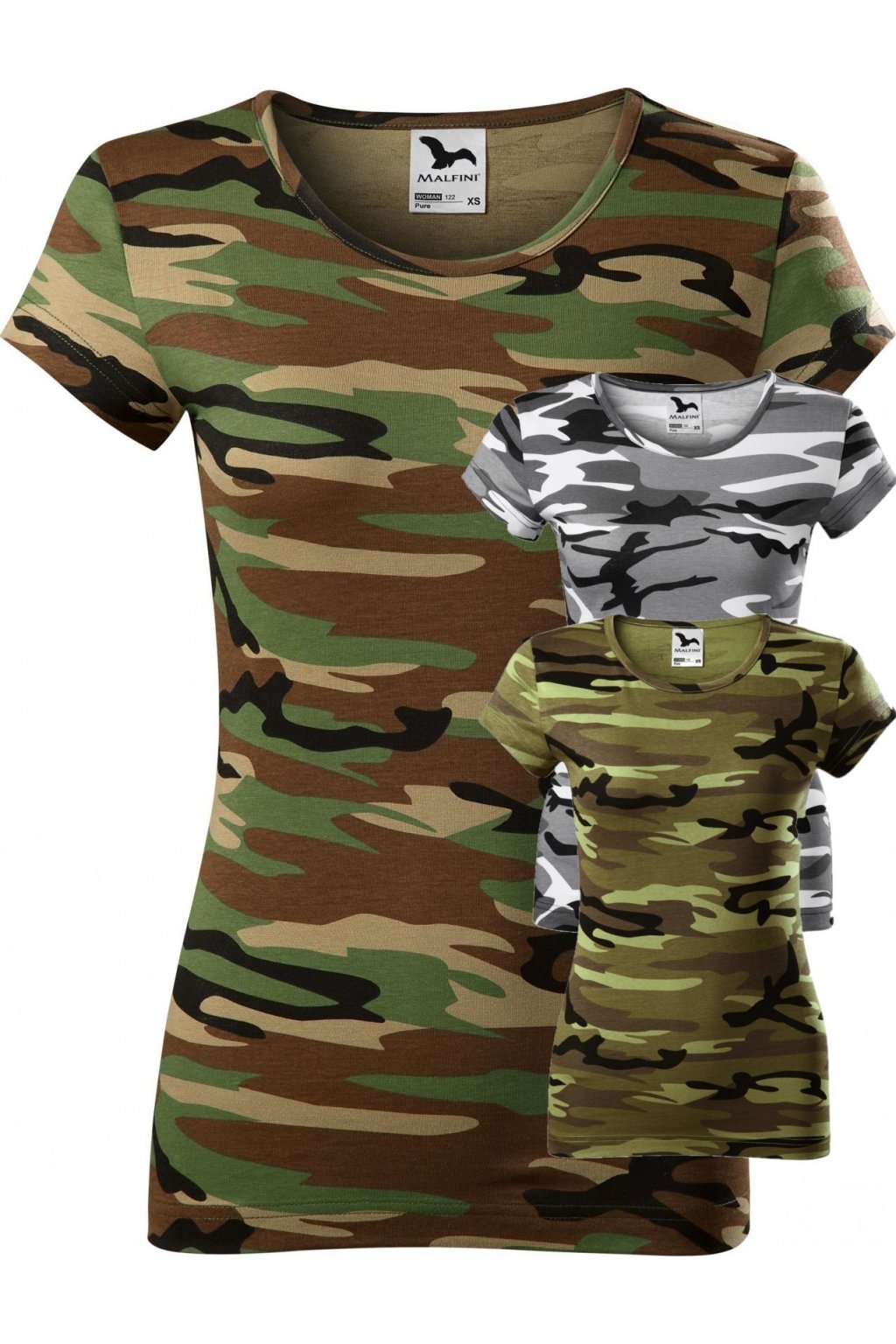 Dámské tričko Malfini Pure 122 camouflage gray