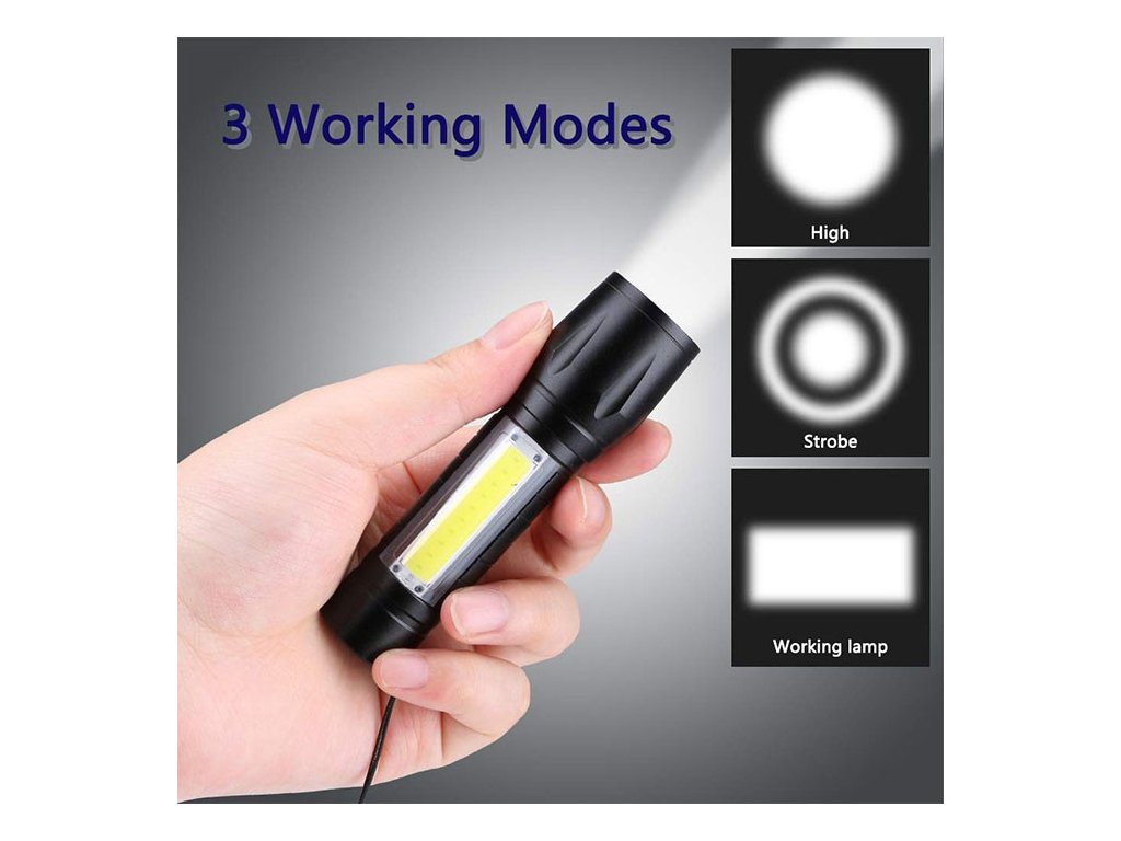 Svítilna kapesní LED ZOOM nabíjecí NAKIDA