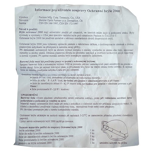 Brýle taktické US Paulson A-Tac 510 Structural AČR nové